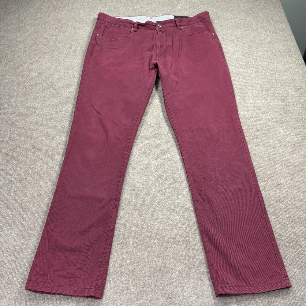 Saks Fifth Avenue Men's Slim Straight Chino Pants Maroon Burgundy Size 36